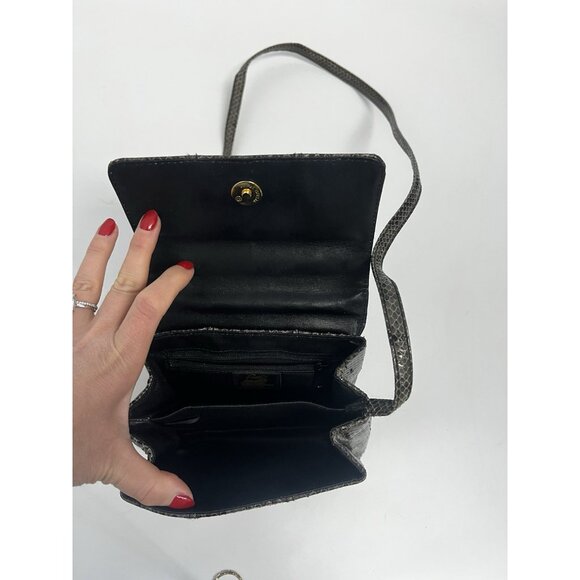 Pantera VINTAGE Grey GENUINE SNAKE SKIN Leather SHOULDER HANDBAG CROSSBODY BAG - Picture 10 of 12